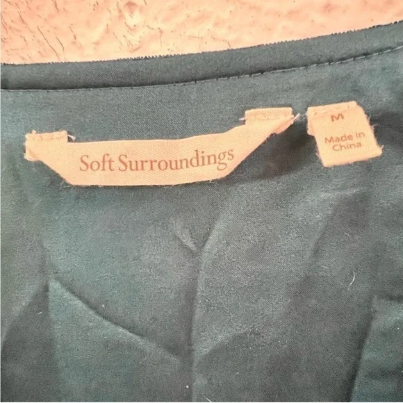 Soft Surroundings teal velvet button up tunic blouse - Picture 8 of 8